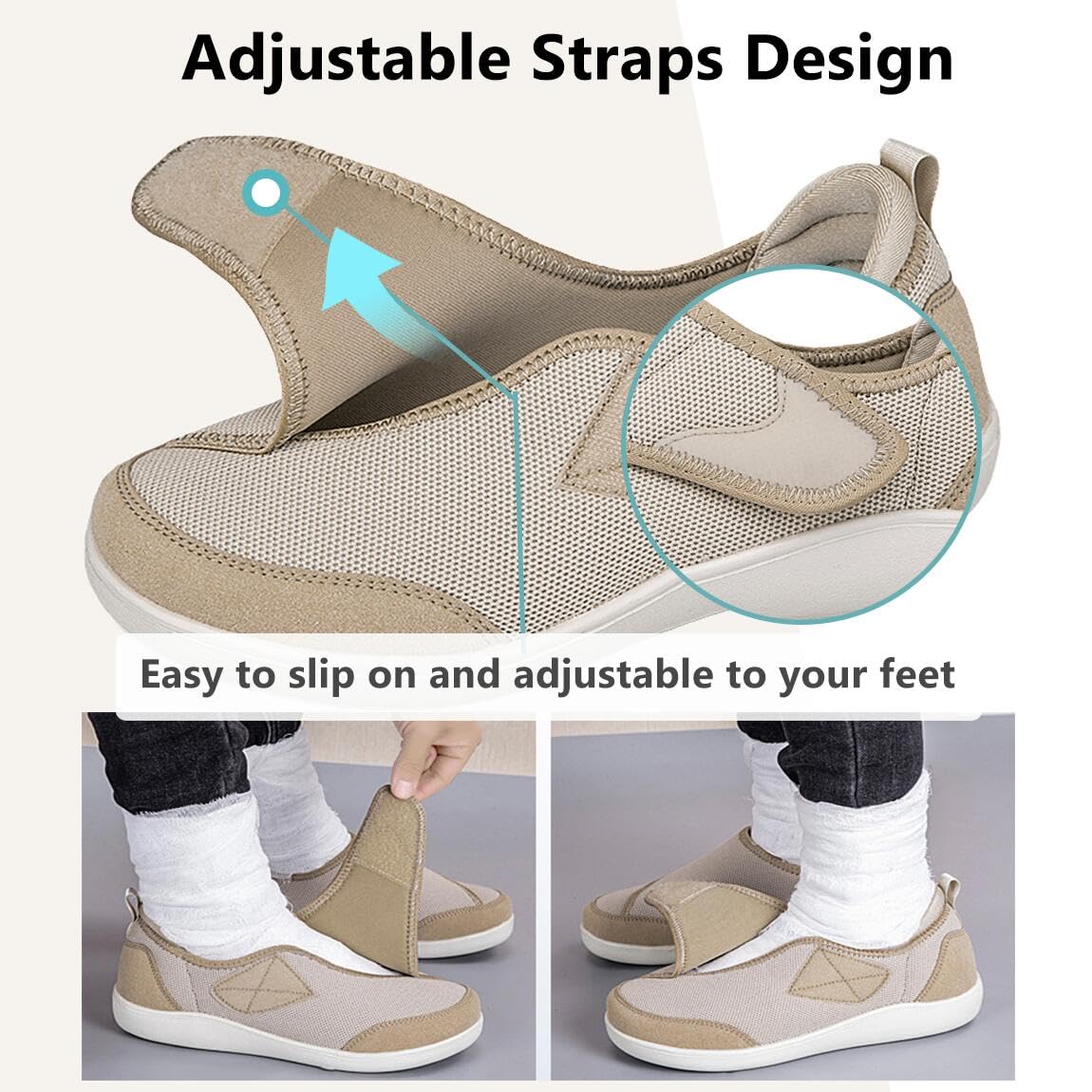 Chaussures Diabétiques pour Hommes Femmes Extra Larges Chaussures de Marche Légères Orthopédique De La Douleurs Aux Pieds 36-45