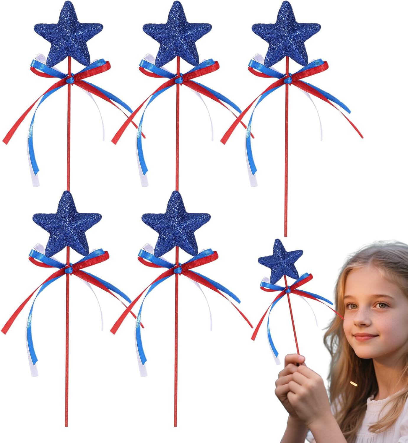 Wands Kids, Lightweight, Girls – Premium Functional Star Wand Glitter Toy, Fantasy 5 Pieces Stick, Theater Cosplay Holiday Shows Birthday | Theater Cosplay Holiday Shows Compact