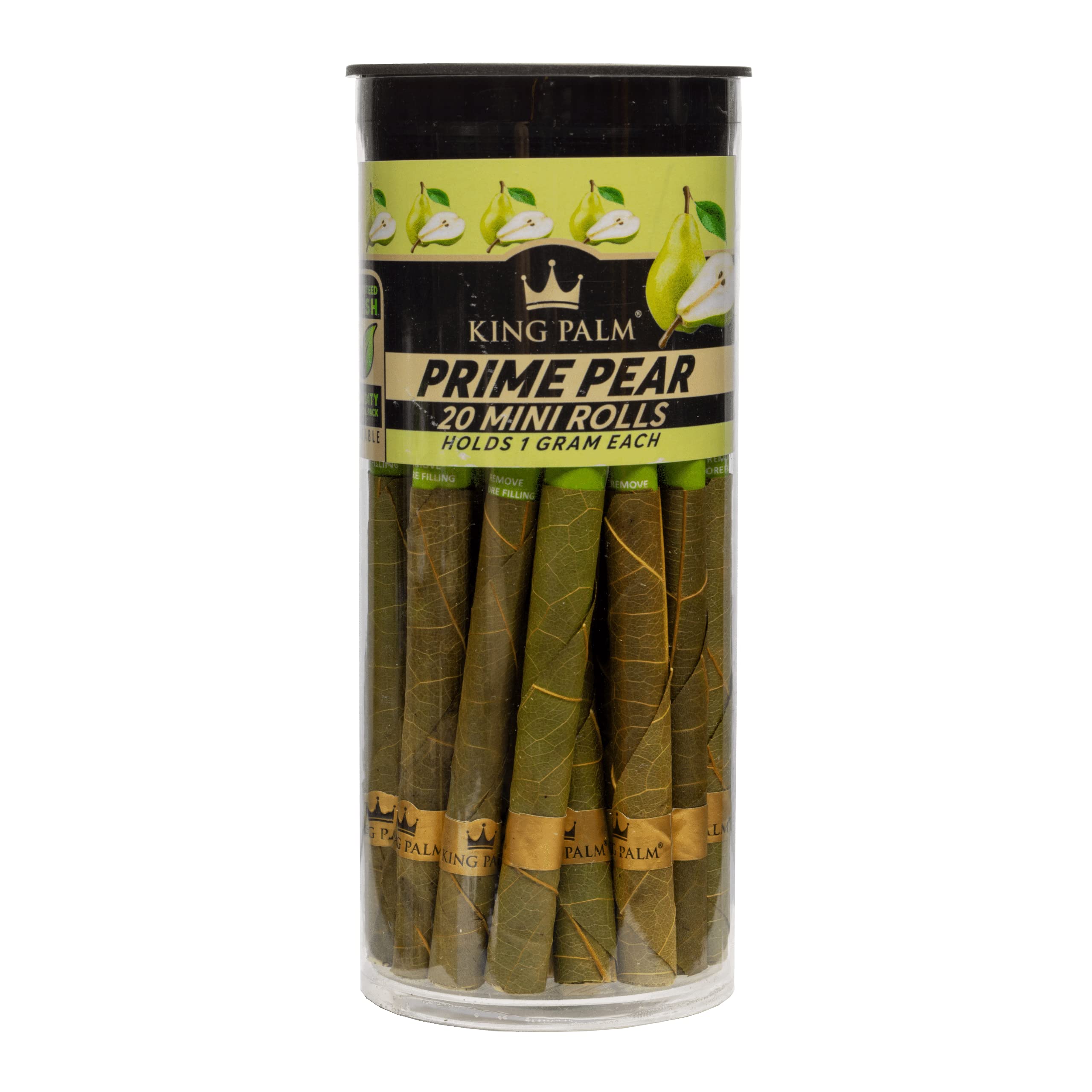 KING PALMMini Flavored Cones - (20 Rolls Total) - Natural Pre Roll Palm Leafs - All Natural Cones - Corn Husk Filter - Squeeze & Pop Pre Rolls - Organic Flavored Pre Rolled Cones (Prime Pear)