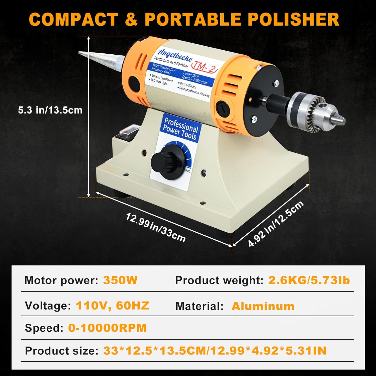 Jewelry Polisher, Adjustable Speed Polishing Machine, Multi-Function Bench Lathe Polisher, Bench Grinder Used for Jewelry, Dental, Metal, Manual DIY