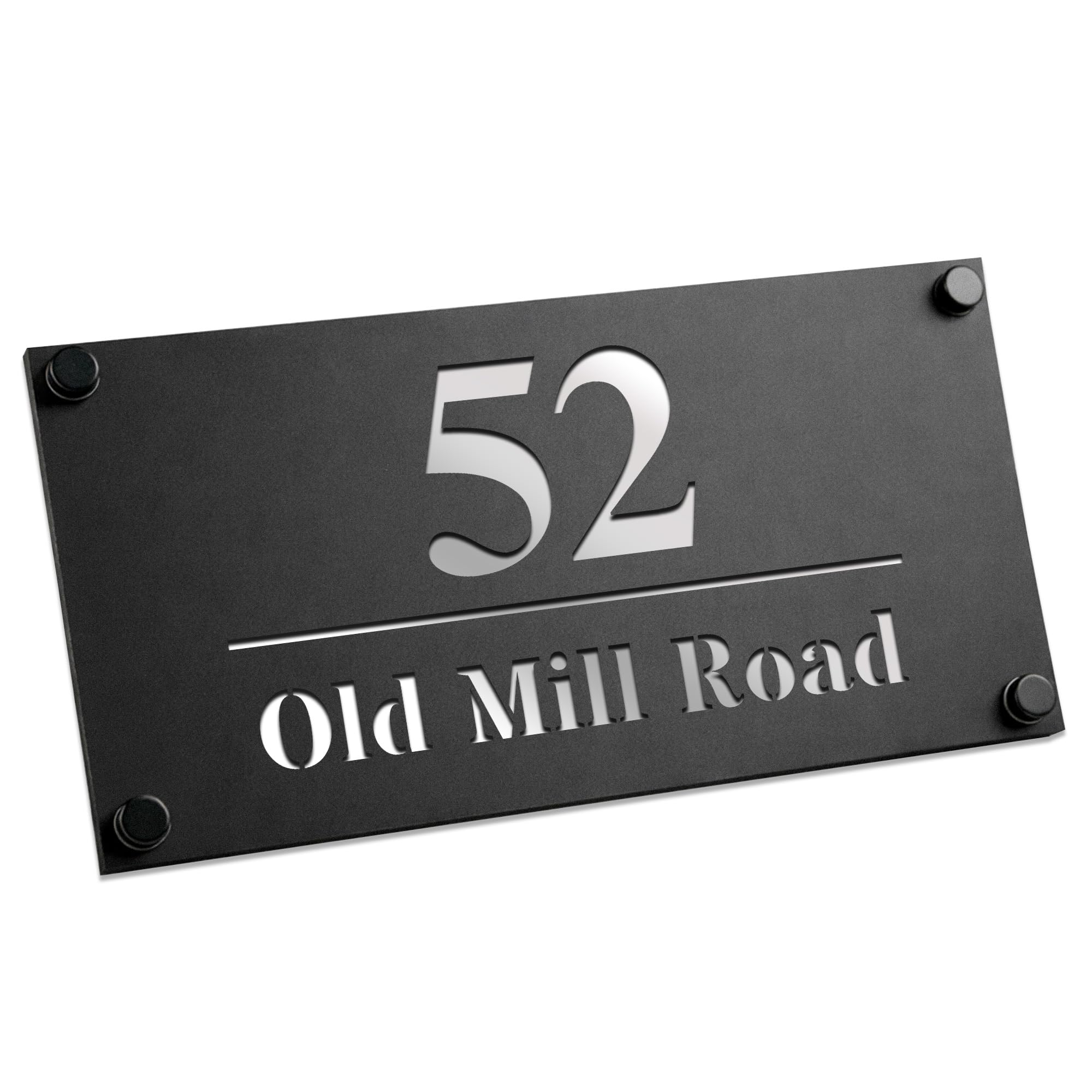 Red Ocean House Number Signs Personalised Laser Cut 3d Door Street Address Contemporary Door Number Plaques Modern House Sign Wall Mounted Address Plaque (Black and Silver) (Black and Silver)