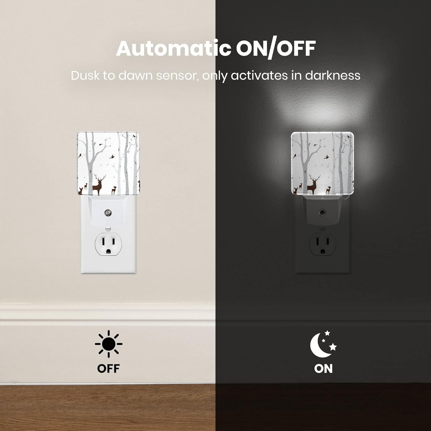 Night Light Plug-in Dusk to Dawn Smart Sensor White Led Nightlight for Bedroom Bathroom Kitchen Hallway Stairs Energy Efficient Decor Desk Lamp