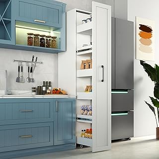 29 Very Small Kitchen Layout Ideas That Actually Work 91 Modern Slim Storage Cart,Gold Handles,Freestanding Pantry Organizers wit...