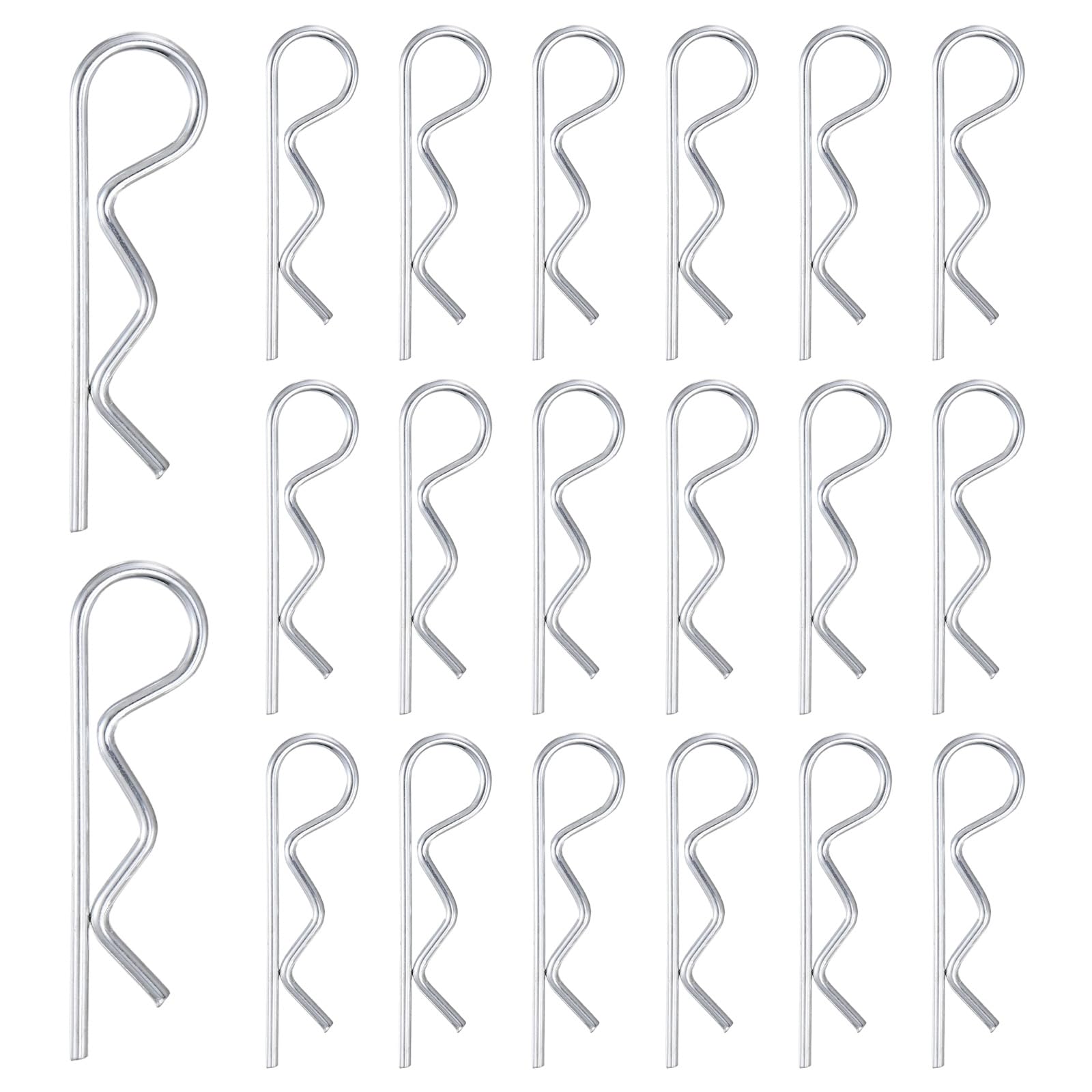 M METERXITY 20-Pack Cotter Pins, 3 mm Dia 2.8" Long Spring Steel R Clips for Trailer Locking/Trailer Clamps/Lawn Mowers/Trucks/Mechanics, Spring Fasteners Hitch Pin [Silver]
