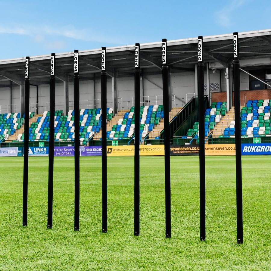 FORZA Telescopic Slalom Training Poles [Pack of 8] | Adjustable, Shatterproof PVC Poles for Agility and Speed Training | Multi-Sport Use | 8 Bold Colors