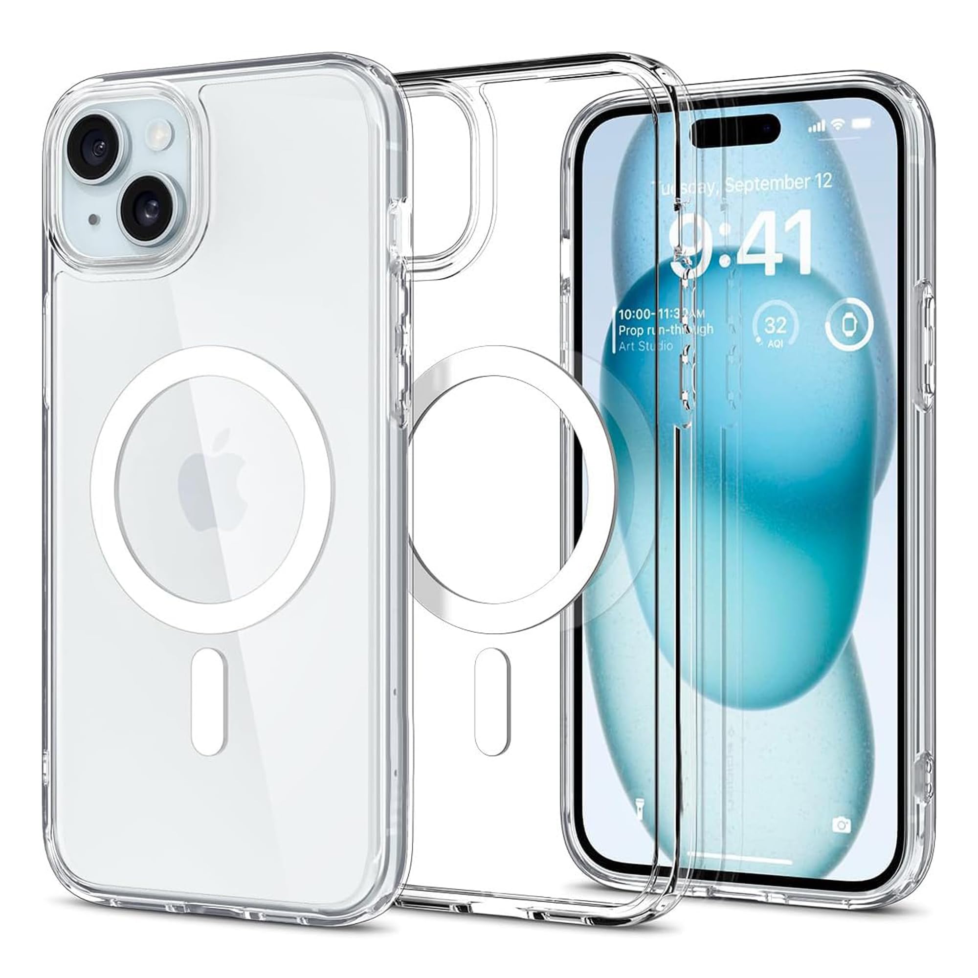 amazon basics Pro Hybrid Magsafe Case Compatible with iPhone 15 Plus | All-Round Protection | Scratch-Resistant - Transp