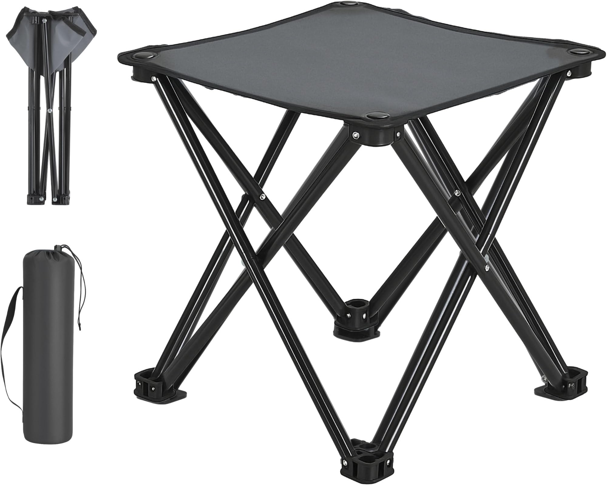 Teleskophocker Mit Fischschuppen-Design – Faltbar, Höhenverstellbar, Stabil, Leicht, Mit Tragegurt – Für Camping, Angeln, Garten & Festivals
