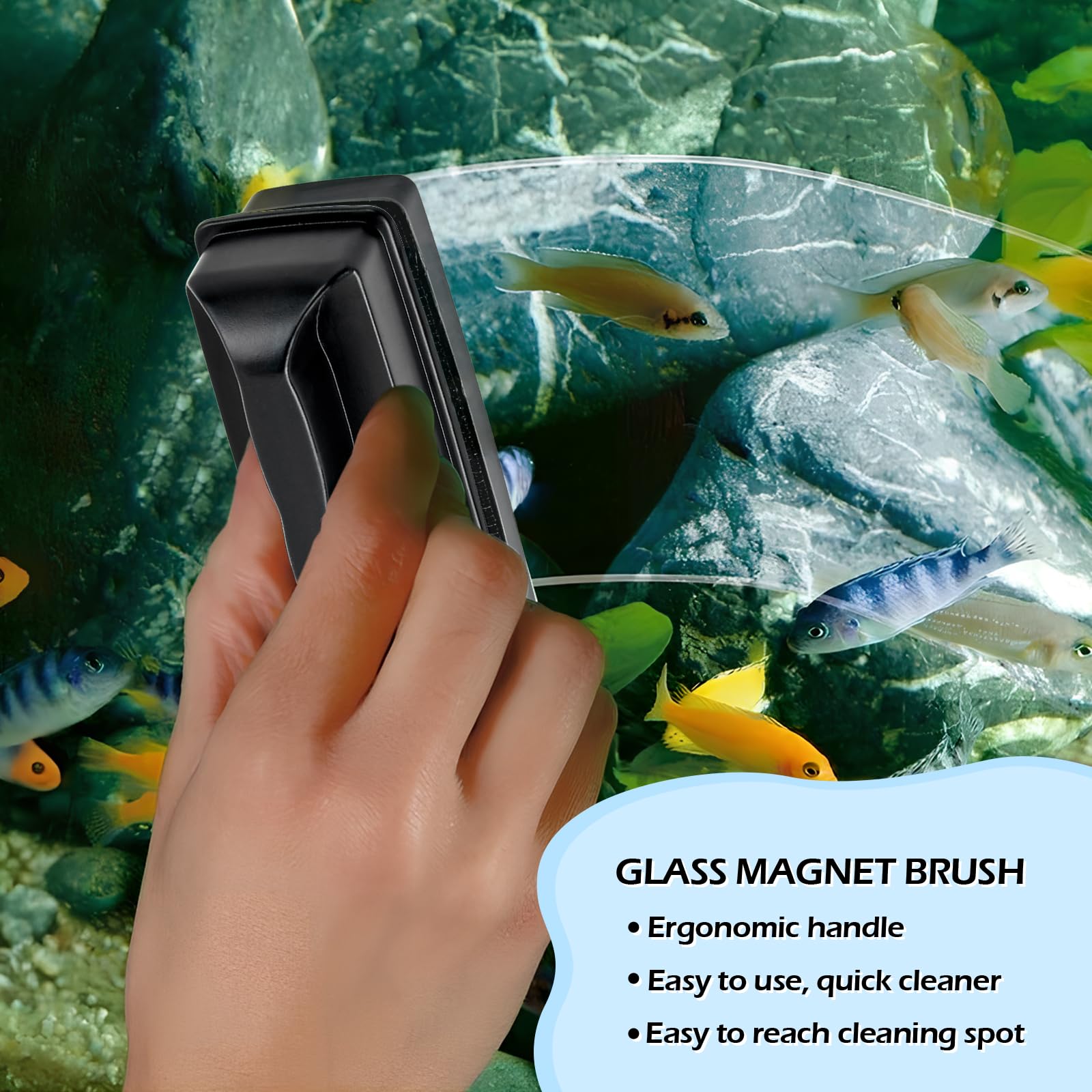 Dewocke Fish Tank Magnetic Glass Cleaner, Aquarium Magnetic Brush, Scrubber Clean Brush - Image 4
