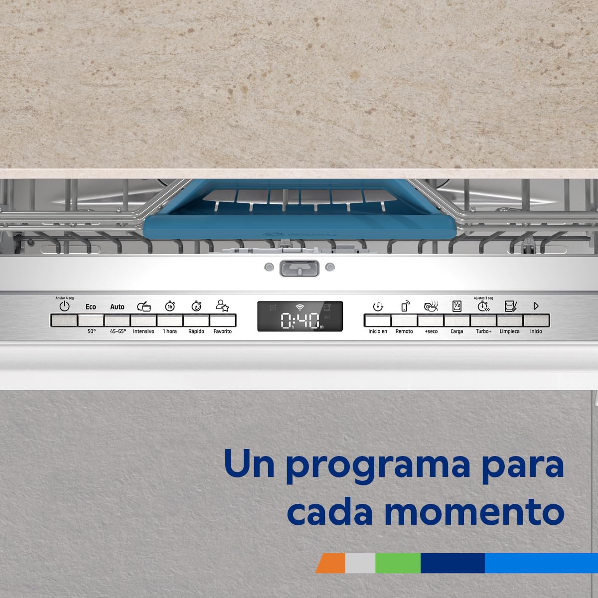 Balay, Lavavajillas integrable, XXL, 14 Servicios, Silencioso, 3VH6331SA | Totalmente discreto: sabrás que ha terminado gracias a la señal luminosa InfoLight.