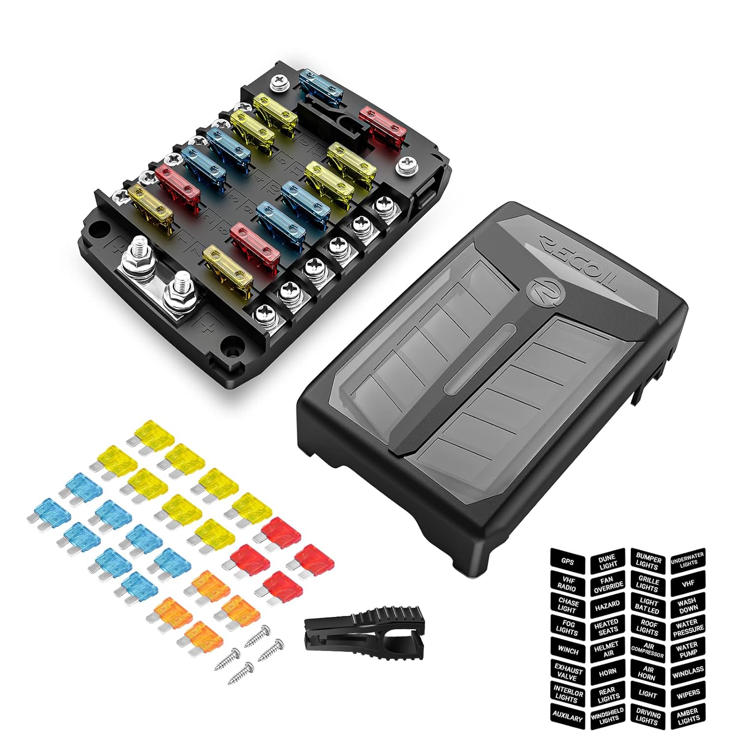 Recoil AF122 Fuse Box 12 Way ATC ATO Fuse Block 12Circuit Power Block