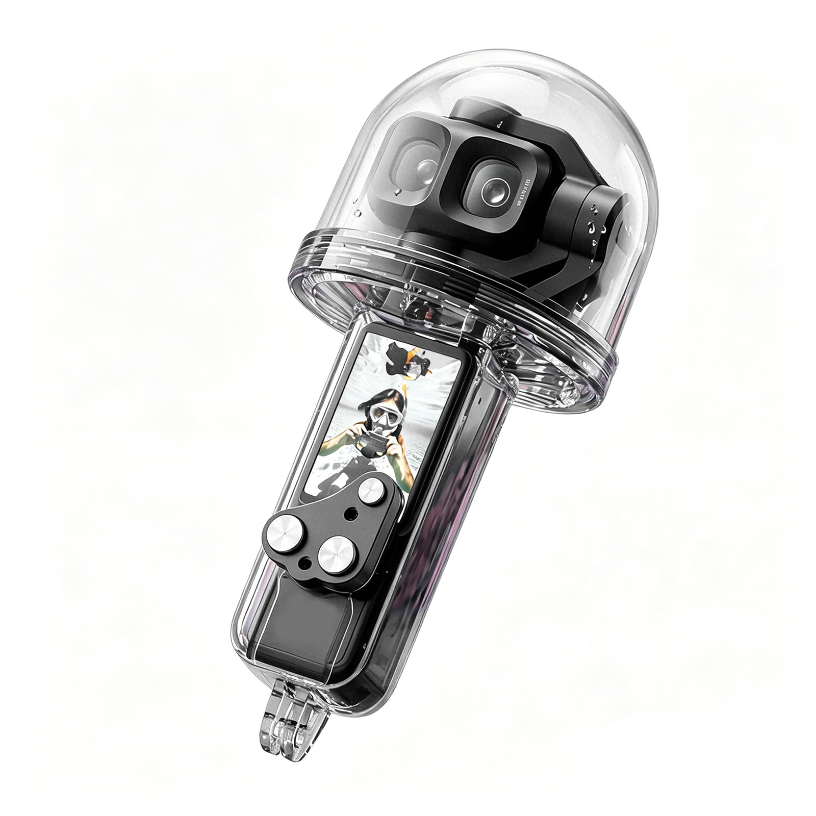 Custodia per fotocamera da surf per fotocamera tascabile, custodia impermeabile trasparente con fibbia inferiore e guscio copertura totale per giornate in spiaggia e uso in acqua Custodia