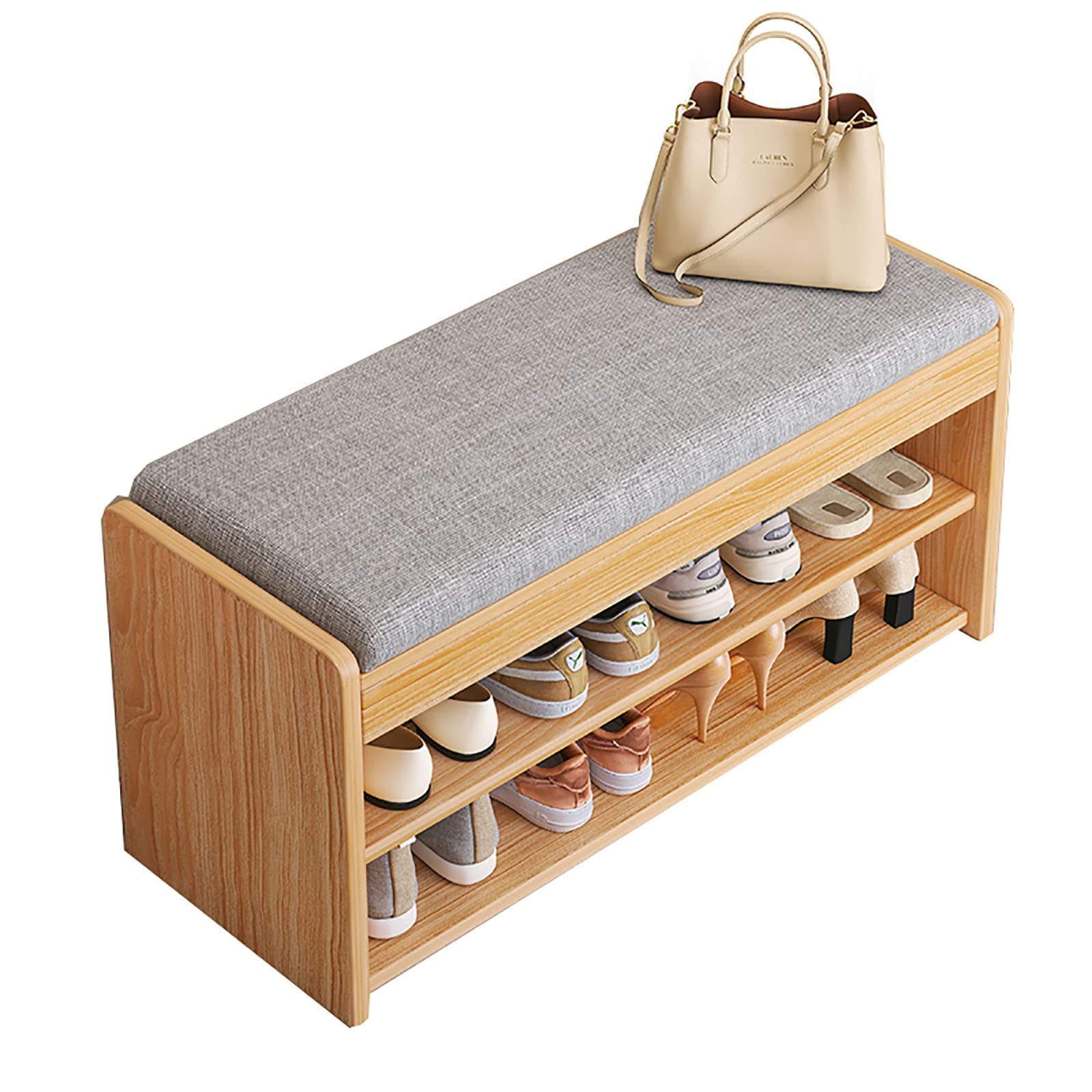 Étagère à chaussures pour porte d'entrée accueillante avec assise et tabouret intégré