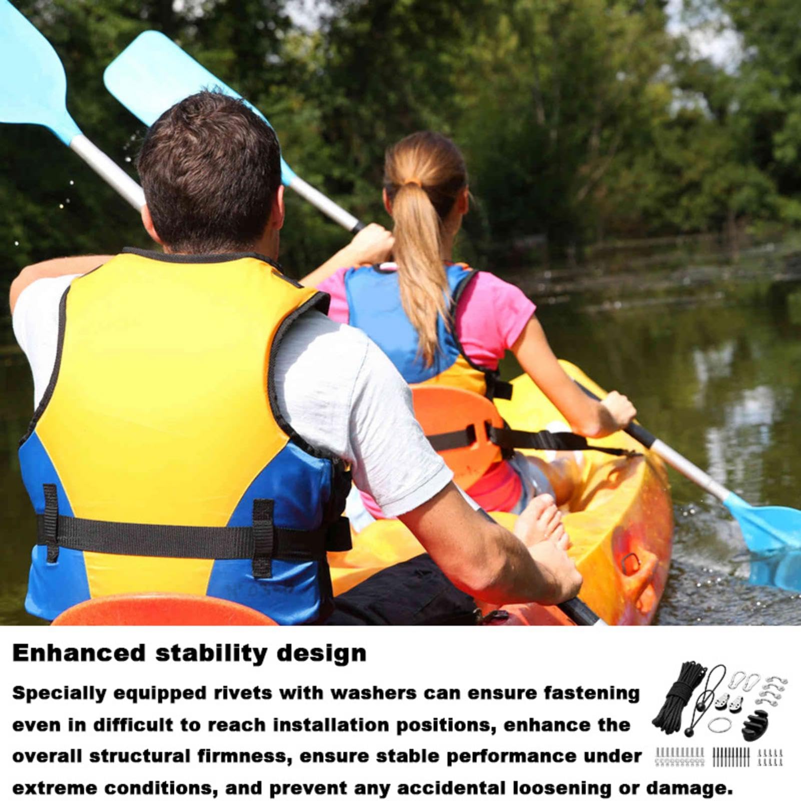 Kayak Anchors Trolley Kit, Anchors System for Kayaks, Canoes, & Boats, Stainless Steel Hardware, Paracord, 9 Meters Lines, Ideal for Kayak Fishing & Outdoor Water Activities