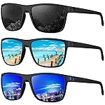 KALIYADI Polarized Sunglasses Men, Lightweight Mens Sunglasses Polarized UV Protection Driving Fishing Golf (Black/Ice Blue/Dark Blue