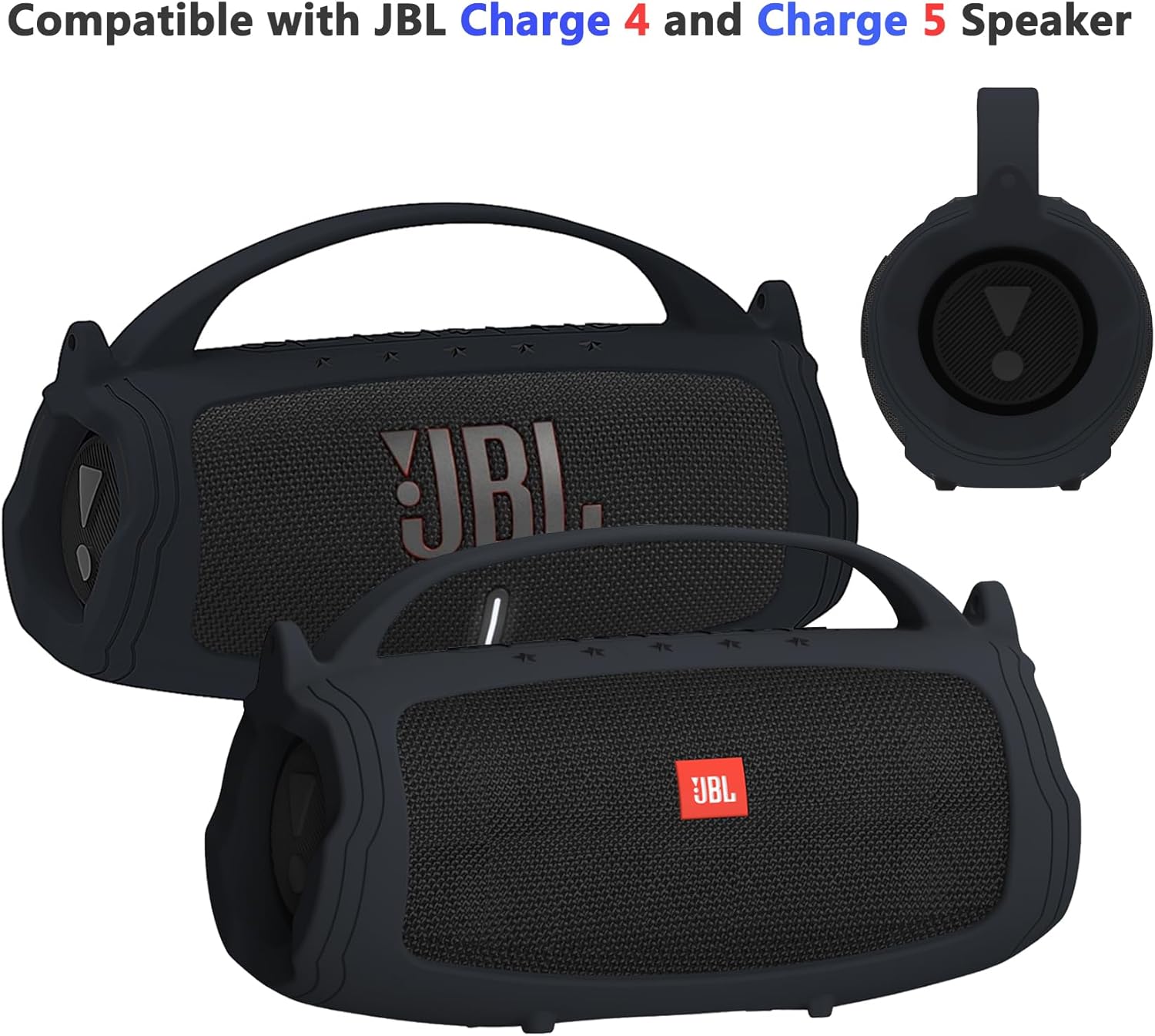 Silicone Case Cover for JBL Charge 4/5 Portable Bluetooth Speaker, Travel Case for JBL Charge 4/5 Bluetooth Speaker Accessories (Black) - Image 3