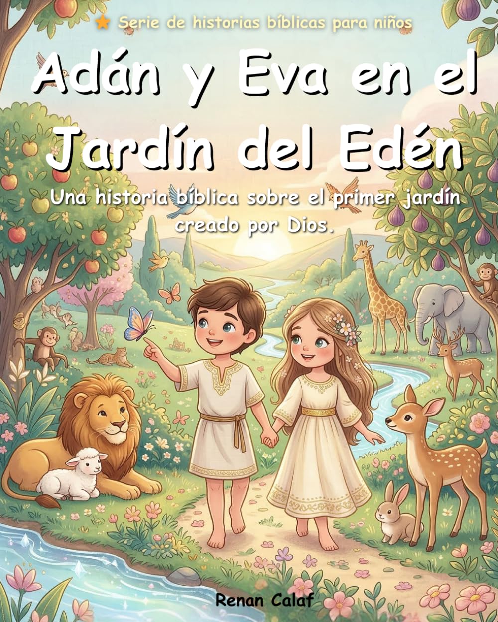 Adán y Eva en el Jardín del Edén: Historias bíblicas para niños sobre la creación y las decisiones: un libro ilustrado de fácil lectura