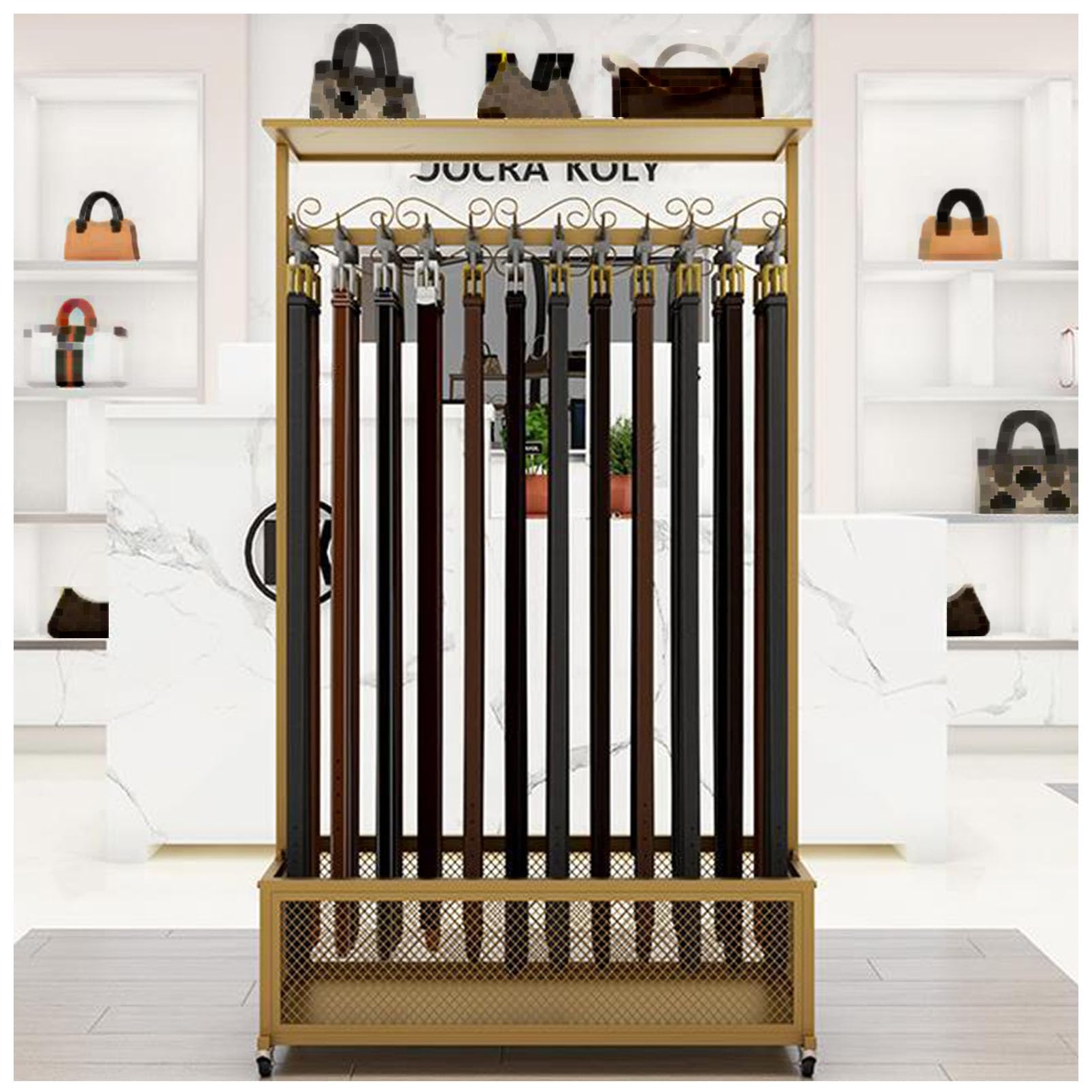 Gürtelaufhänger, Schmuckständer, doppelseitiger Metall-Organizer für Schrankaufbewahrung, robustes Regal für Krawatten, Schals, Schals und Zubehör