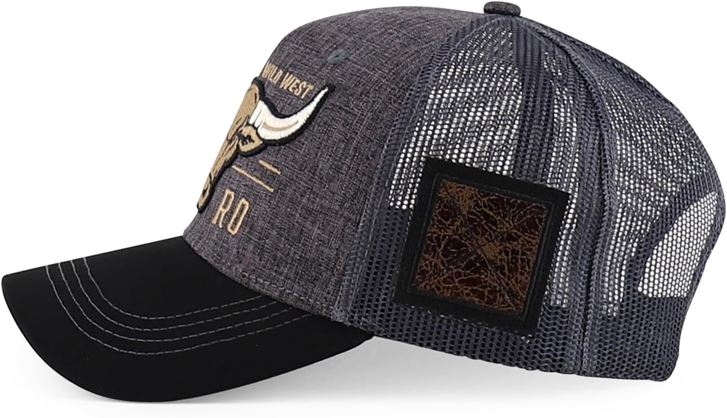 Trendy Apparel Shop Bull Embroidered Western Snapback Trucker Cap - Image 3