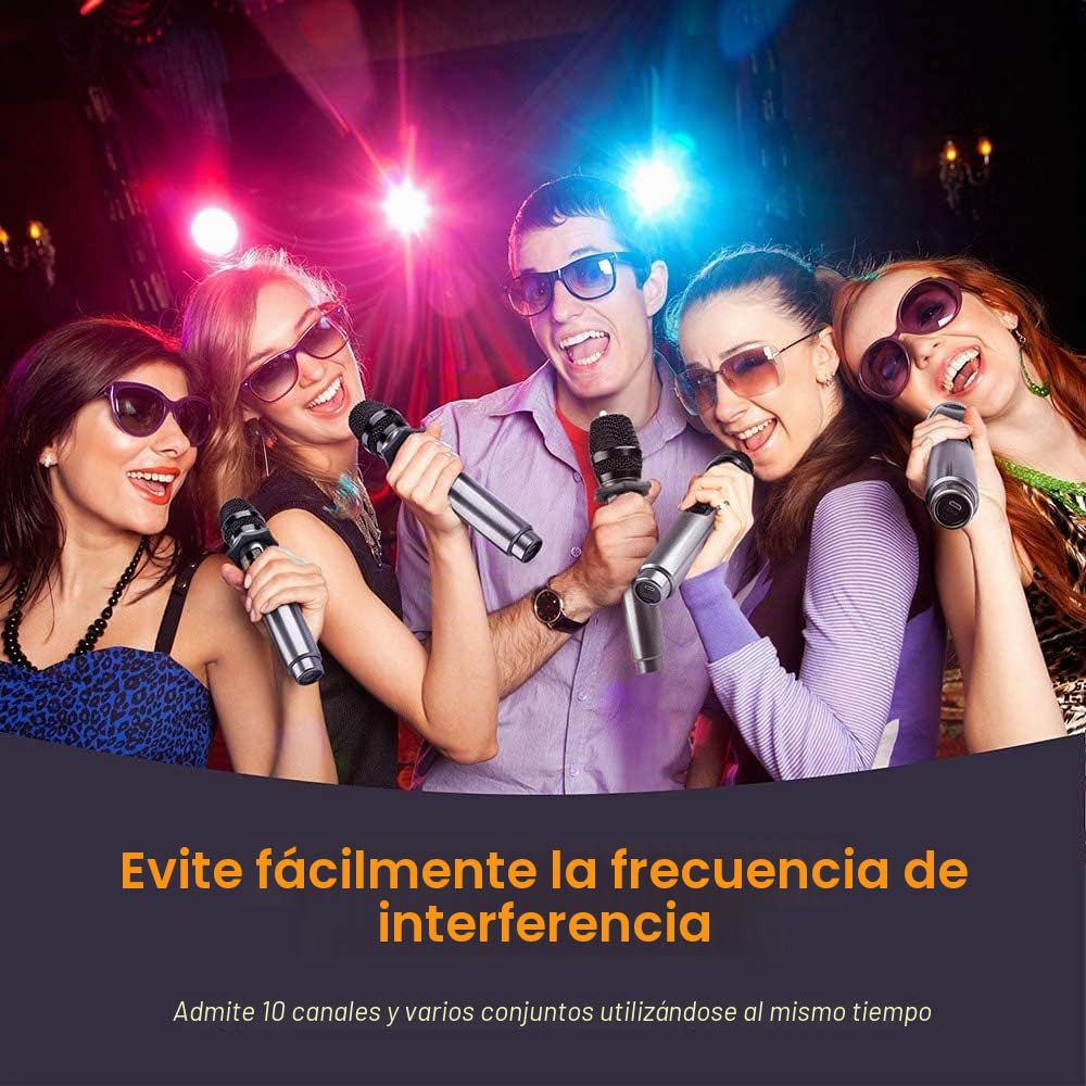 LEKATO Micrófonos inalámbricos de Metal de 2,4 GHz Micrófono de Canto Recargable Micrófono de Mano inalámbrico Dual hasta 30 Horas de Tiempo de ejecución Juego de micrófonos de Karaoke