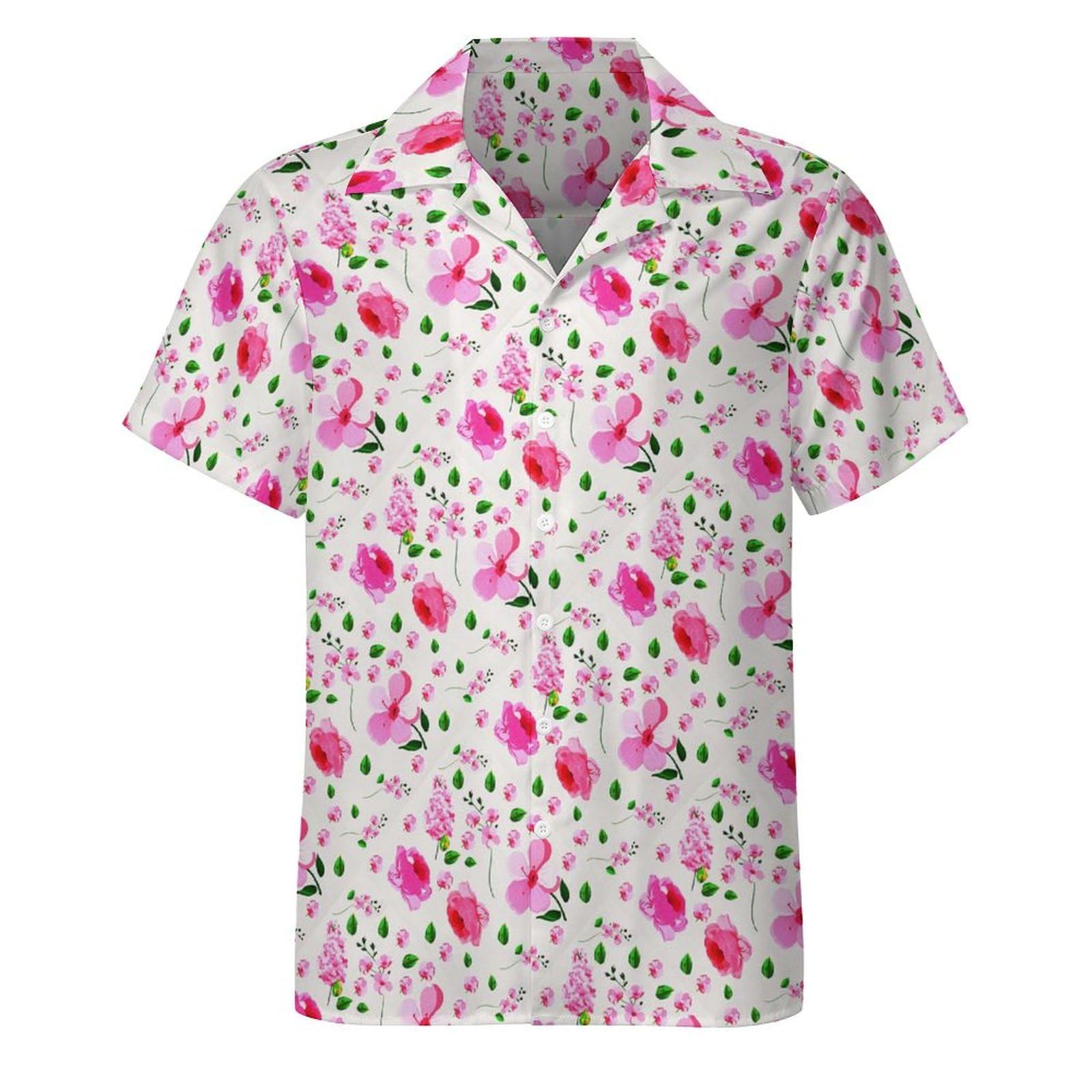 Amazon.co.jp: 半袖シャツ メンズ ワイシャツ ピンク 花柄 開襟シャツ