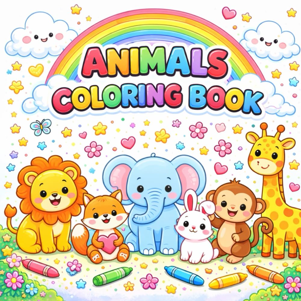 Cute Animals Coloring Book for Kids Ages 3–6: animal coloring book for kids
