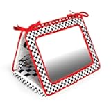 Genius Baby Toys Tummy Time Mirror for Babies 0-6 Months - Double-Sided with High Contrast Images - Baby Floor Mirror Can Be Used in Crib - No Hard Edges - Black White and Red