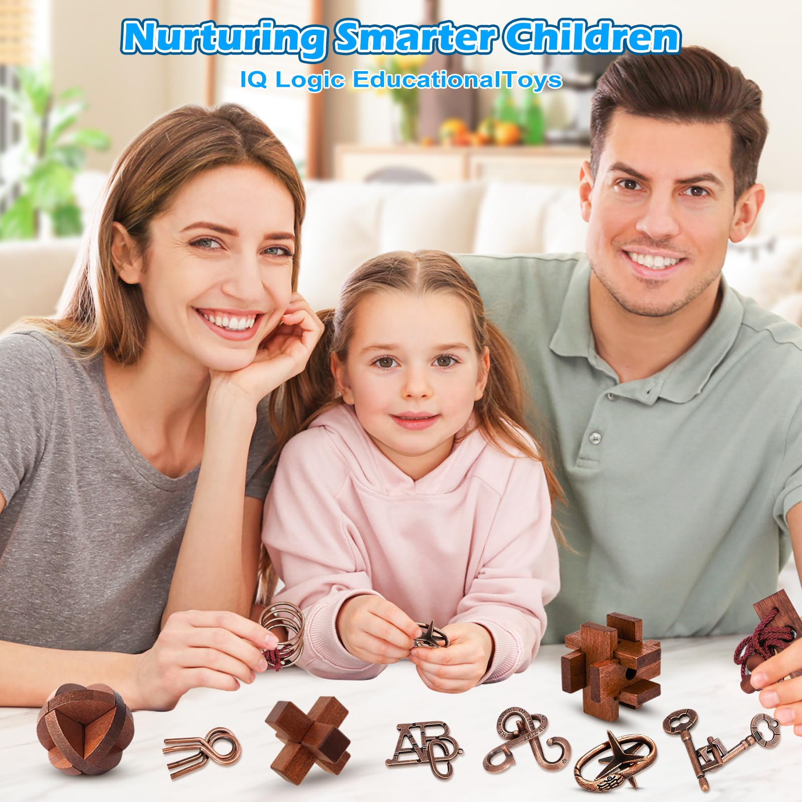 24 Stück 3D Puzzle Set aus Holz & Metall – Geduldspiele & Logikrätsel für Kinder, Jugendliche & Erwachsene – Intelligente IQ Spiele als Geburtstagsgeschenk, Mitgebsel & Gastgeschenk