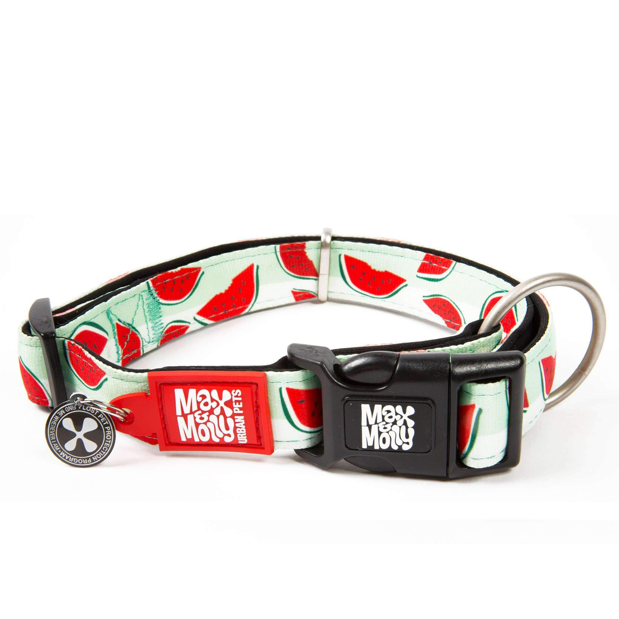 Max & Molly Urban Pets Original Serisi Akıllı Künyeli Köpek Boyun Tasması (S, Karpuz)