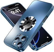 LEKEVO for iPhone 16 Pro Max Case, Compatible with Magsafe, Full Camera Protection, Logo View, Silicone Magnetic Shockproof Slim Thin Phone Cover, Navy Blue