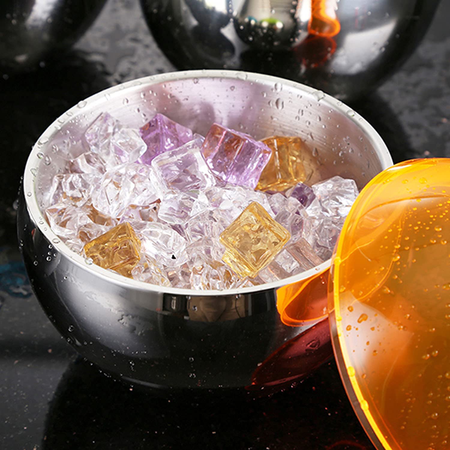 Cubitera térmica con Pinzas y Tapa, Cubo de Hielo en Forma de Bola para Bar, Cubos de Hielo para Acampar