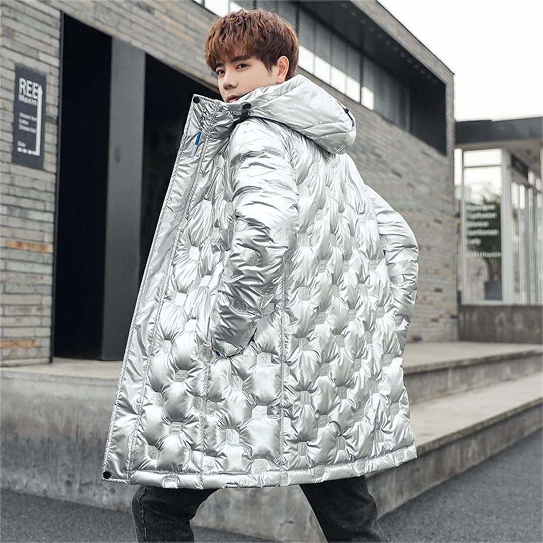 Piumino da uomo lungo spesso bianco caldo piumino d'anatra cappotto invernale piumino con cappuccio parka