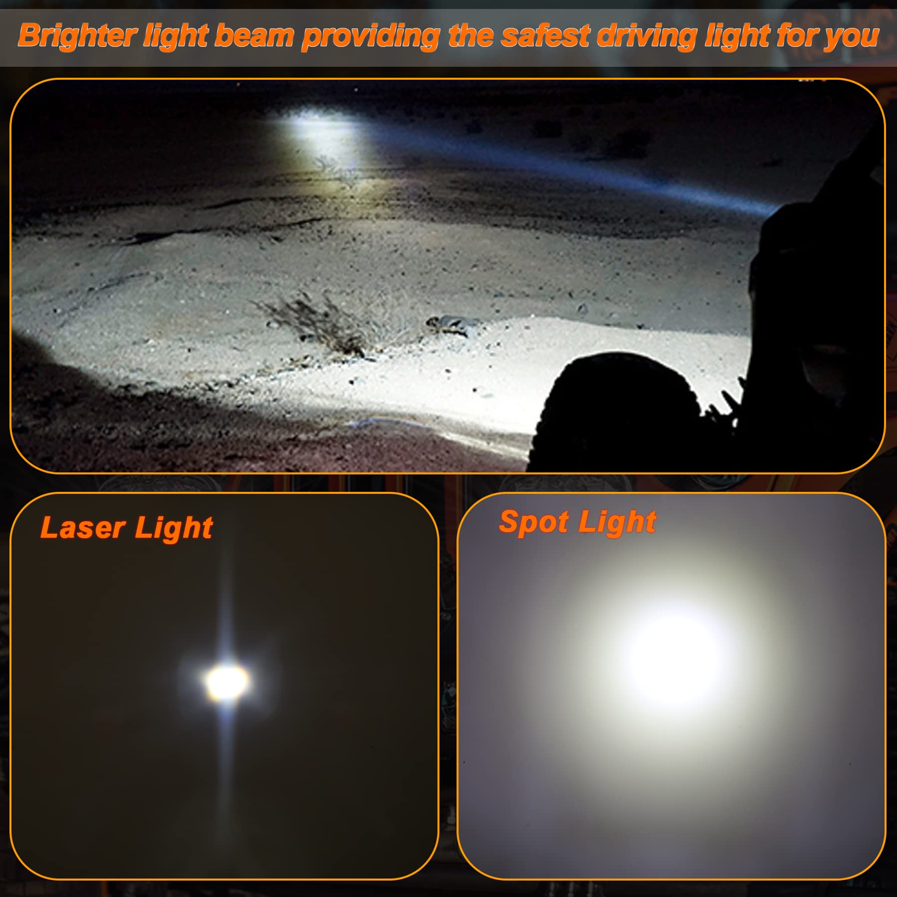 OVSAUTO Off Road Light, 90W LED Driving Light with Laser Light White DRL 10800LM 7inch LED Spot Light for Truck Pickup 4x4 UTV ATV SUV, Pack of 1