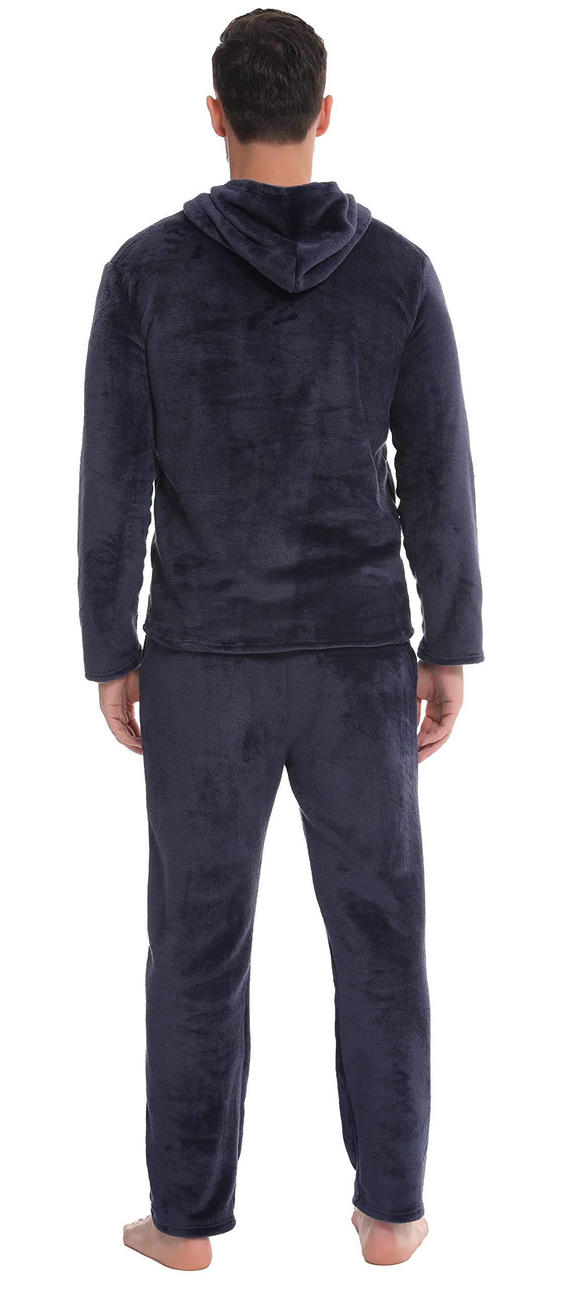 Vlazom Pigiama Uomo Flanella Calda 2 Pezzi con Cappuccio e Tasche Morbido | Flanella Morbida e Calda, Grande Tasca Ventrale, Cappuccio Integrato per Più Calore, Disponibile in Più Colori