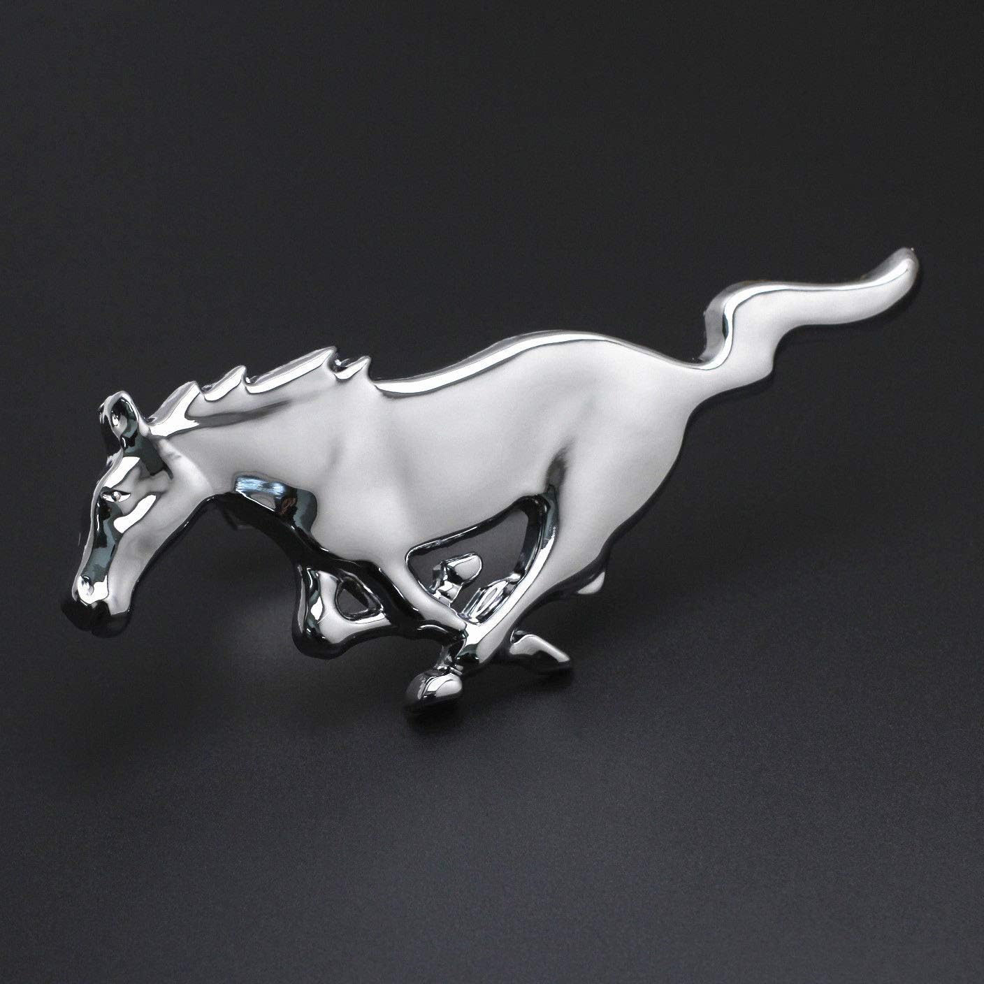 Bright Silver Running Horse For Ford Mustang Front Grille W/Mount Emblem Badge