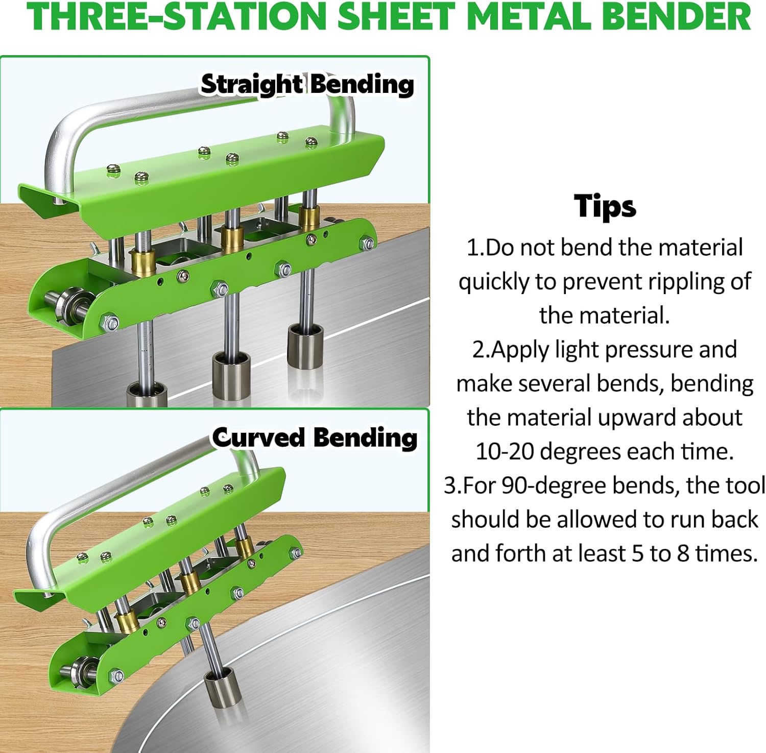 Three-Station Edge Roller Bender 0-90°Bending Angle Adjustable for 29 to 22-Gauge Steel,Making 5/8" to 4" (16 to 102 mm) Bends Large Sheet Metal Bender