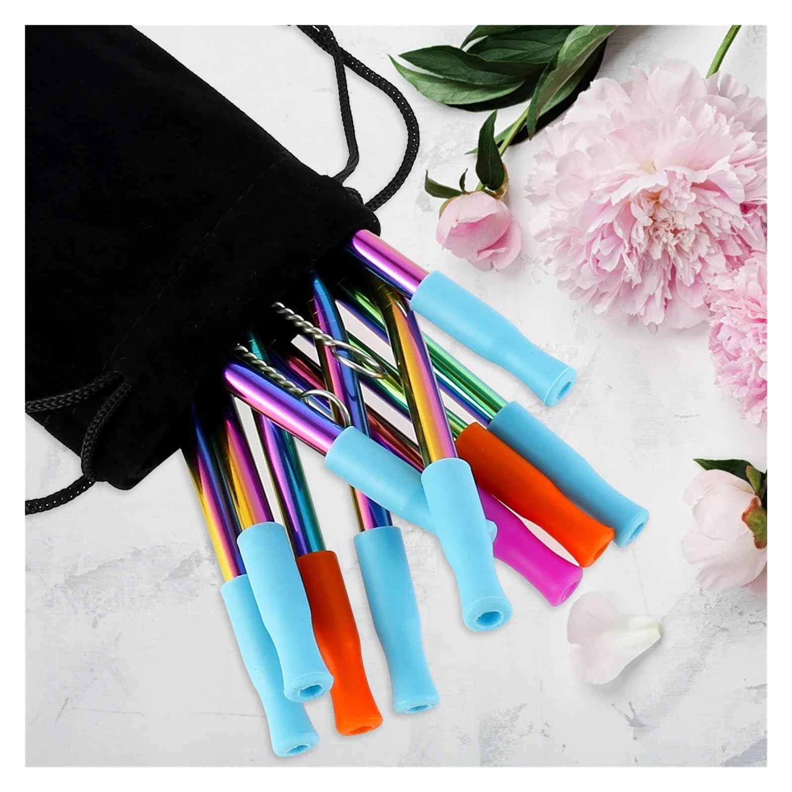 Strohhalme Edelstahl-Strohhalme, Wiederverwendbare Trinkhalme, Bunte Strohhalme, Metal, Passend For 16/20-oz-Becher Für Smoothie(50pcs)