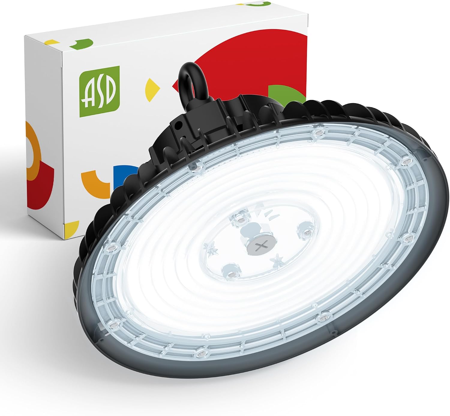 ASD UFO LED High Bay Light 5000K, 100W/120W/150W, 23,282 lm, Dimmable, DLC Premium & UL, 120-277V, Commercial Bay Lighting, LED High Bay Lights for Warehouse Shop, Waterproof IP69K