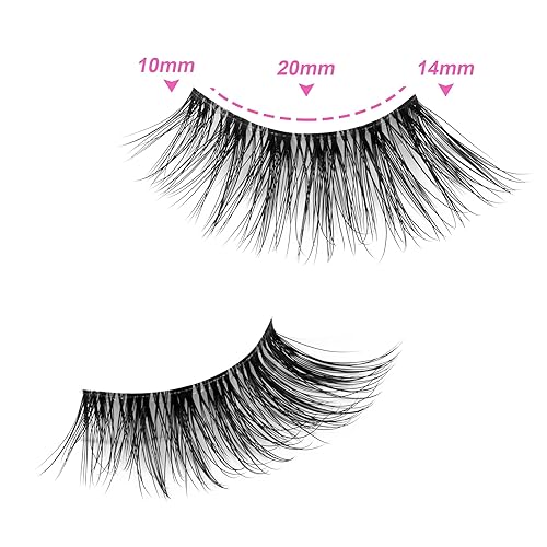 Miniatura 3 de wiwoseo Pestañas de media pestañas de aspecto narural, pestañas de ojo de gato con pegamento, banda transparente, medias pestañas naturales que