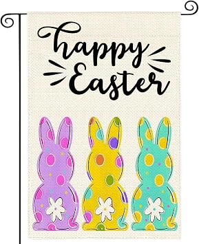 Easter Garden Flag 12x18 Inch Double Sided Easter Egg Bunny Small Seasonal Spring Flag Yard Outdoor Flag Decoration