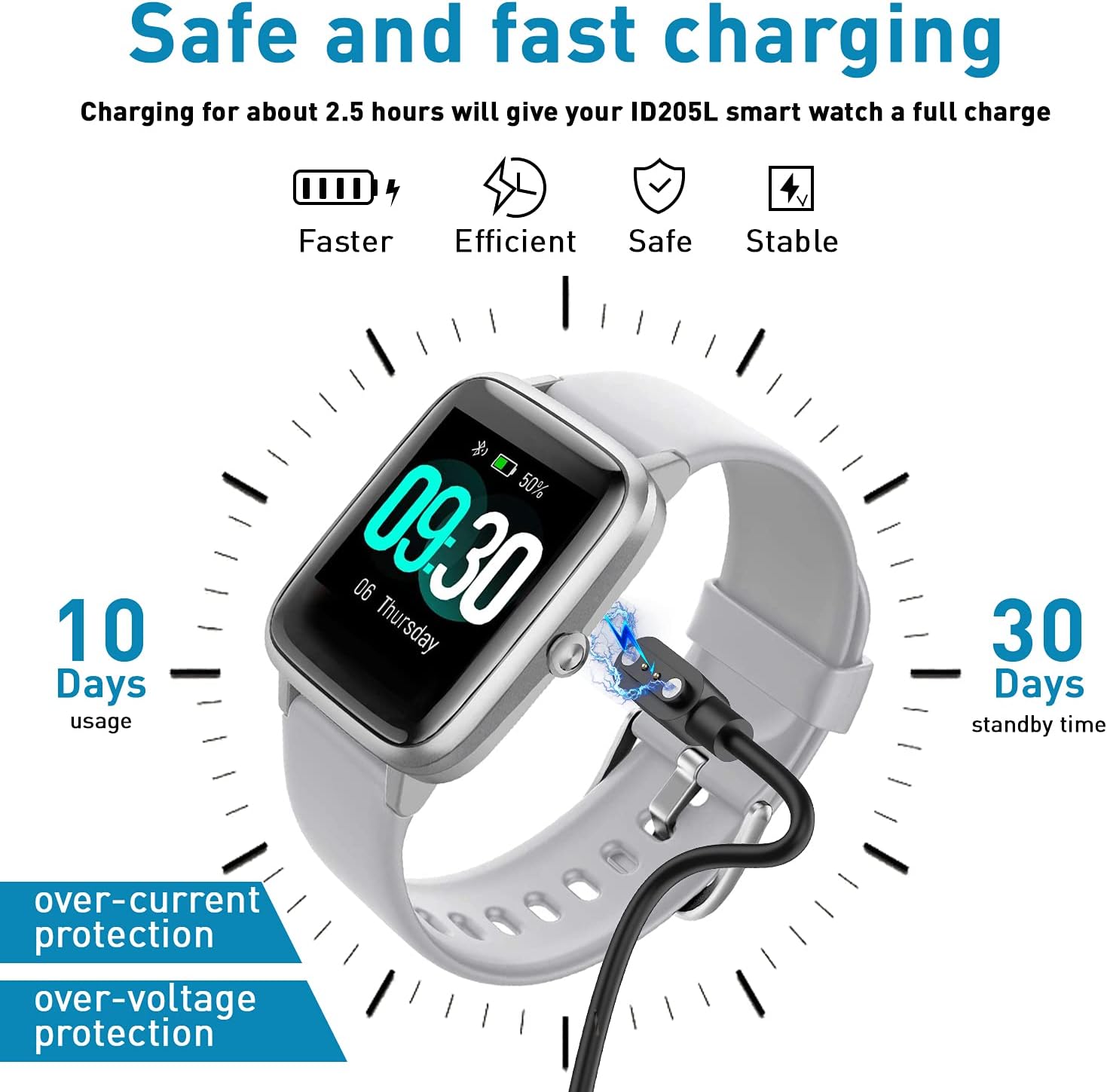 Charger for Smart Watch Smartwatch Charging Cable for VeryFitPro ID205L SW021,SW025,ID205U,ID205S.IP68,WYZE Smart Watch (1-Pack) : Electronics