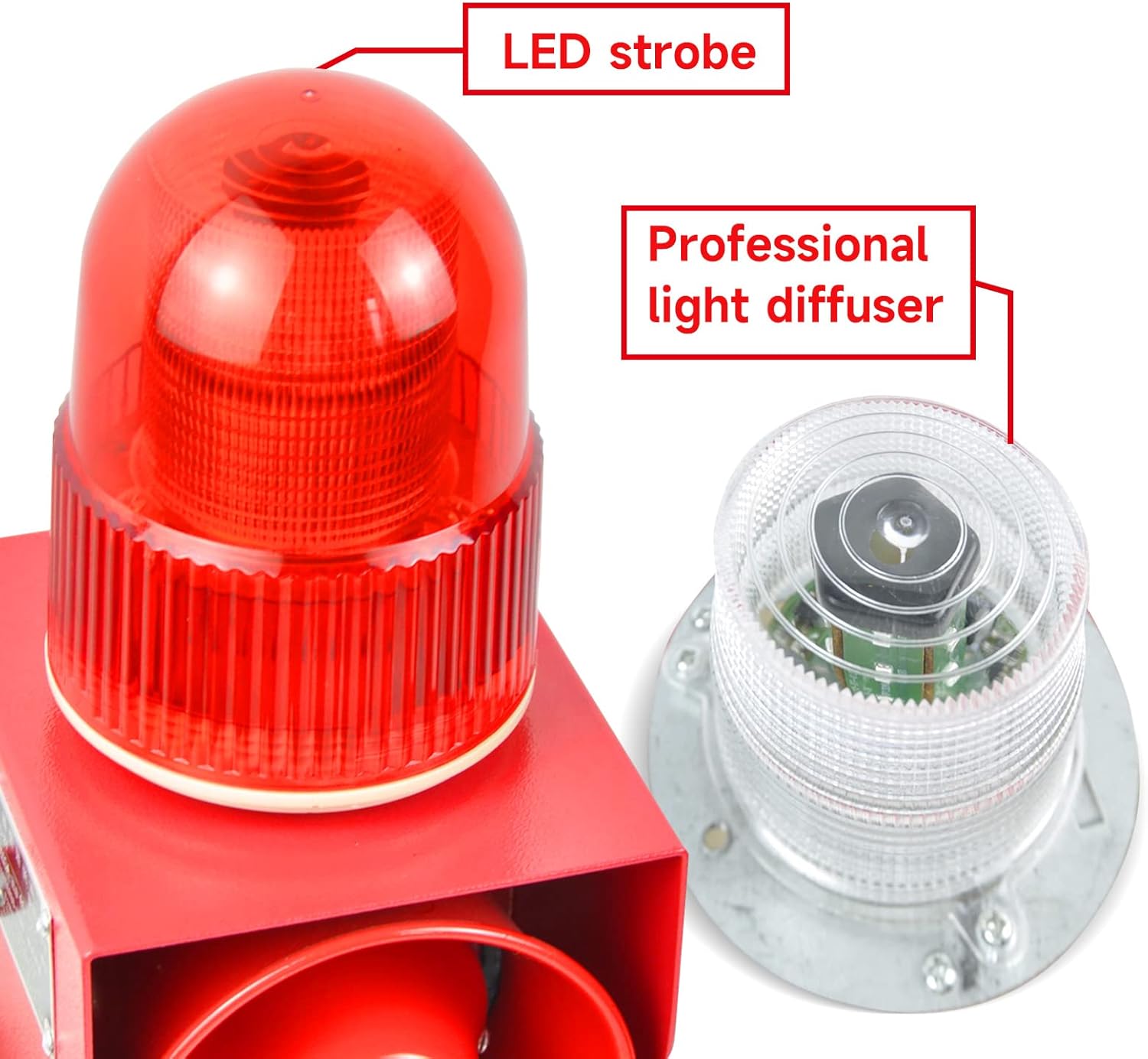 Industrial Sound and Light Alarm - LED Strobe Warning Light Loud Horn Outdoor Security Siren 25W 120dB DC12V