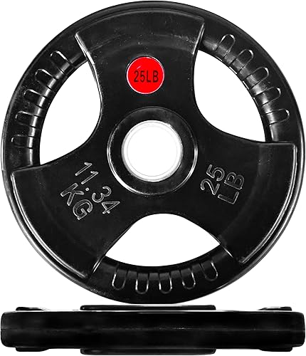 Miniatura 2 de Fitvids Olympic - Placa de peso de hierro fundido de 2 pulgadas para entrenamiento de fuerza y levantamiento de pesas, estilo recubierto de goma,