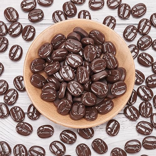 Miniatura 4 de NBEADS 120 piezas de granos de café de resina opacos, granos de café artificiales de imitación de alimentos, mini decoración de grano de café,