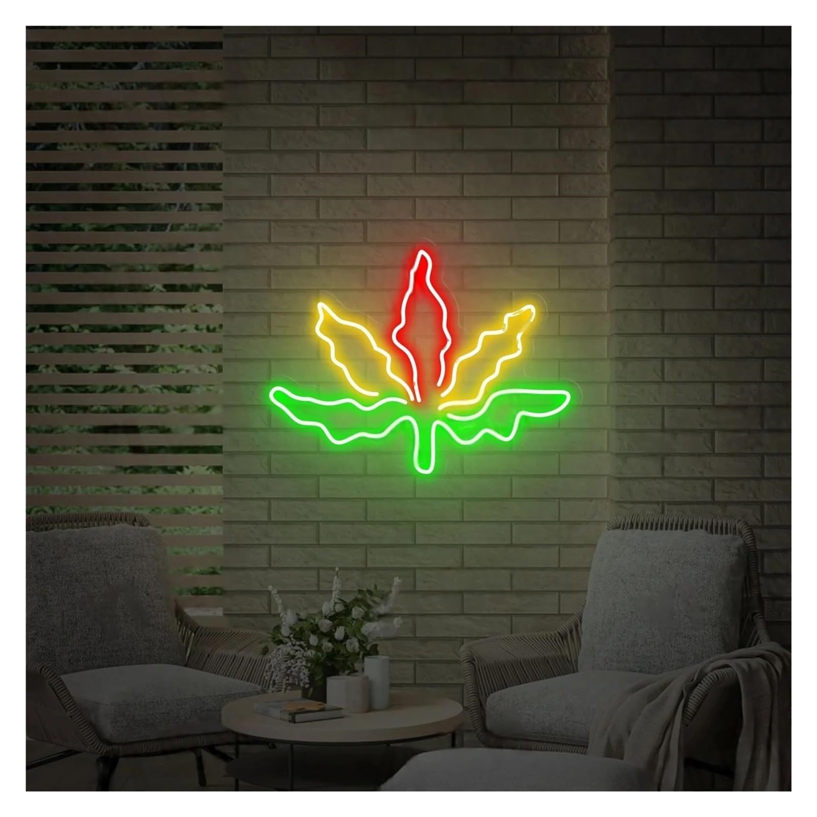 LEMST Signs Lamp Needle Leaf Neon Signs USB Powered, Adjustable Brightness Neon Lights Leaf Suitable for Bistro Party Decor Commercial Light(B,55cm)