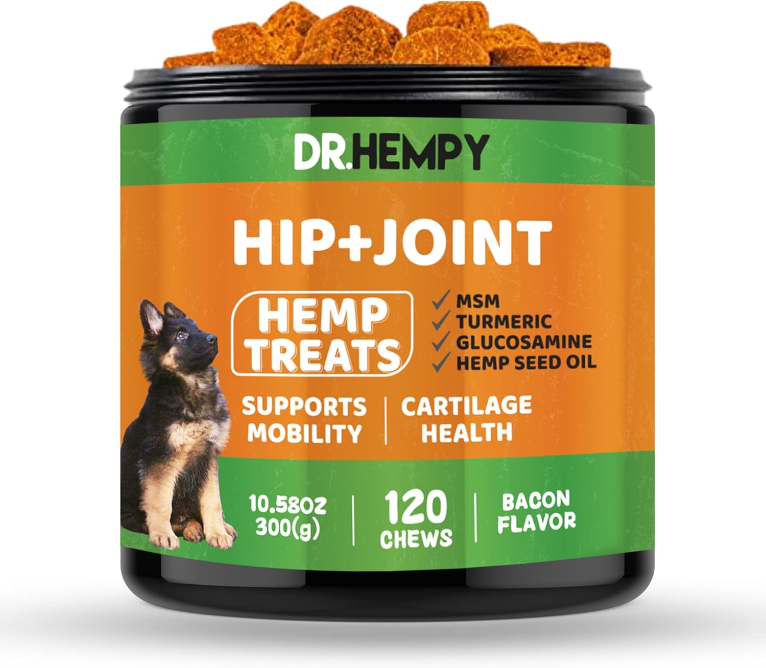 DRHEMPY Hip and Joint Supplement for Dogs Bacon Flavored