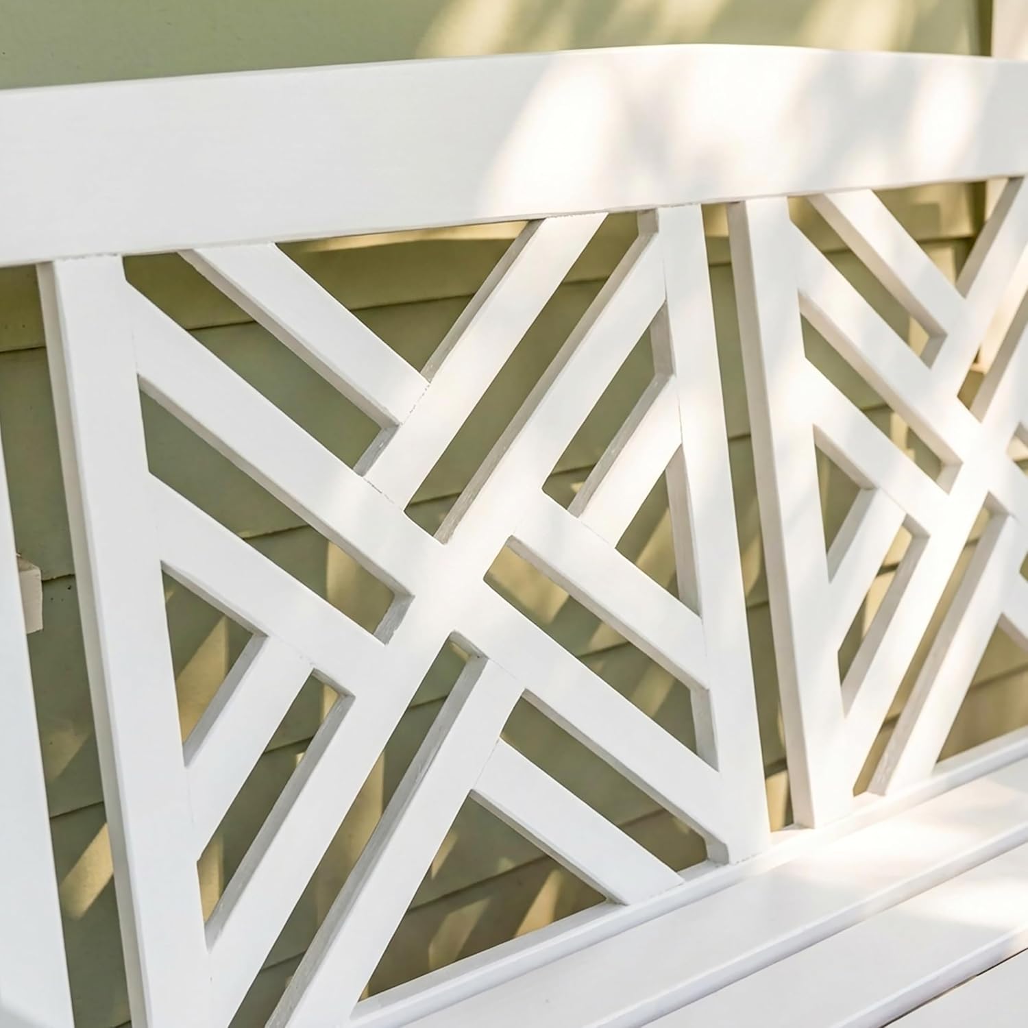 Achla Designs Fretwork Garden Bench, 4 ft White