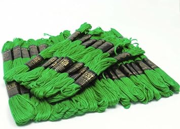 25 Pcs Green Cotton Thread Stitch Needlepoint Sewing Skein Cross Embroidery