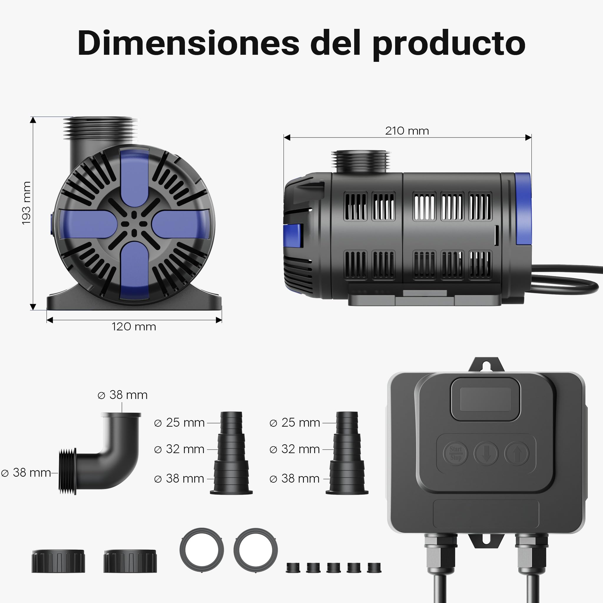 SunSun SuperECO CET-15000 Bomba estanque Filtro 180W 15000l/h Estanque jardín Mantenimiento estanque