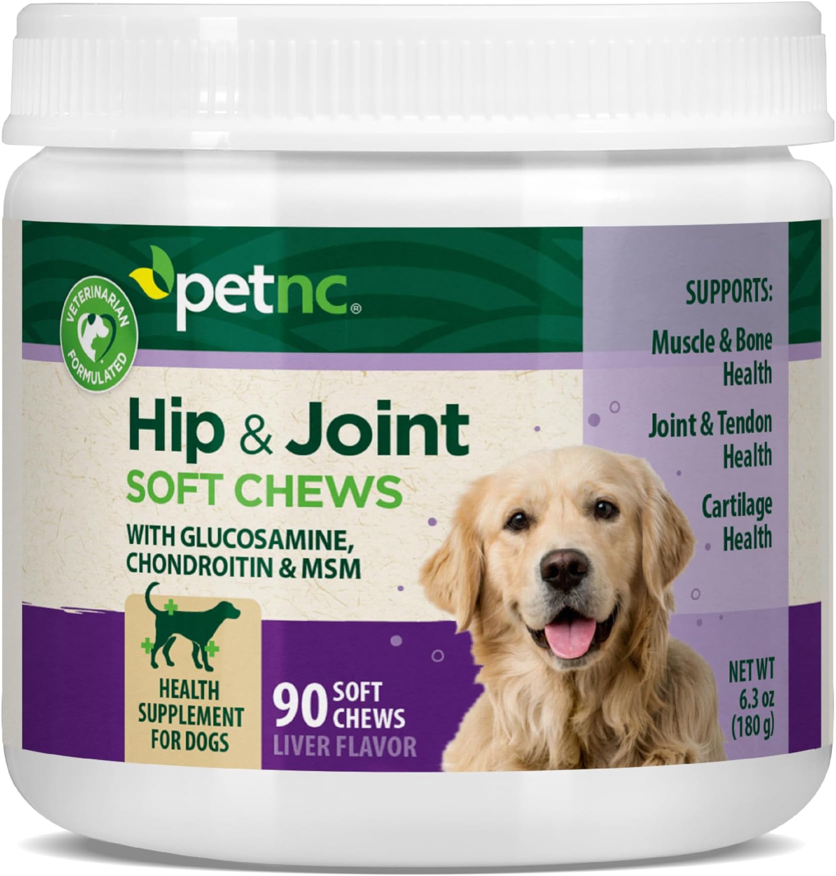 petnc NATURAL CARE, Hip & Joint, All Dog, Liver Flavor, 90 Soft Chews