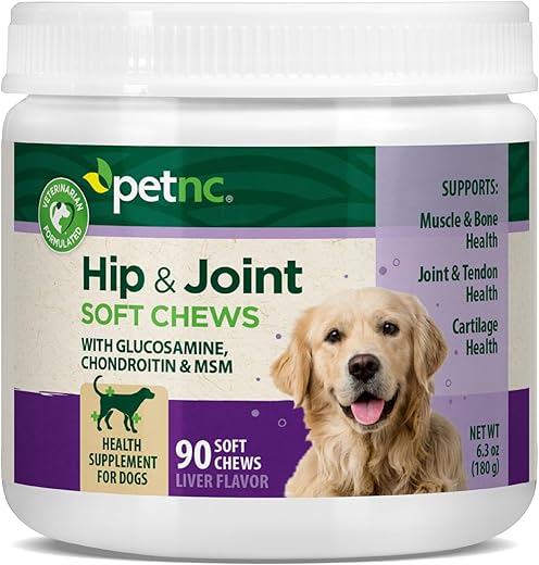 PetNC Natural Care Hip and Joint Soft Chews for Dogs, 90 Count,Liver,0.03 pounds